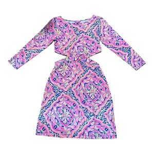 Lilly Pulitzer Pippa Cut Out “Can't Resist” Stretch Long Sleeve Dress Size Small